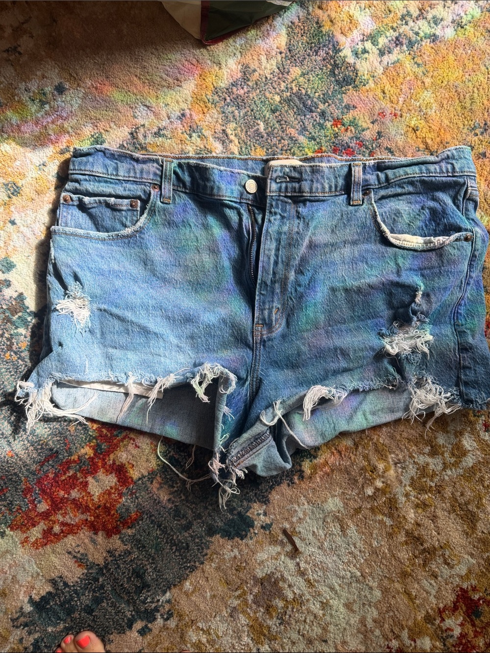 Abercrombie & Fitch Light Blue Distressed Denim Shorts